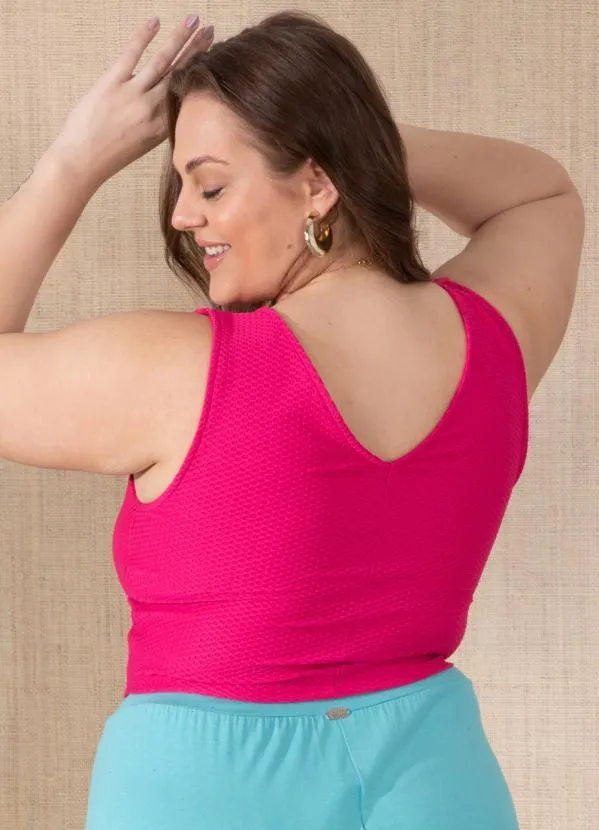 Quintess - Cropped Rosa com Recortes no Busto 4