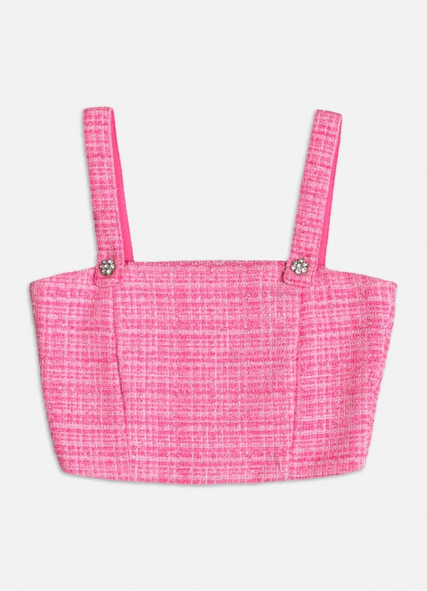 Authoria - Cropped Rosa de Tweed Rosa