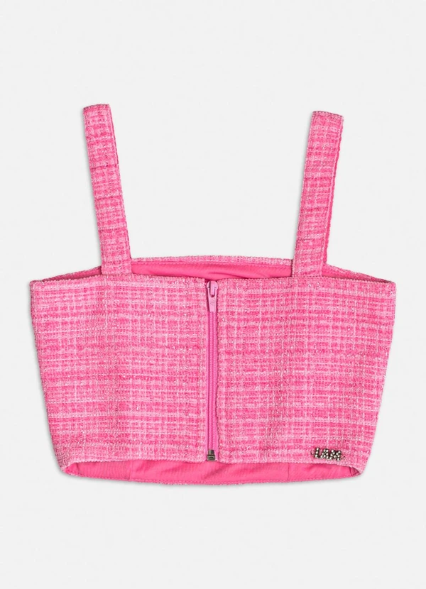 Authoria - Cropped Rosa de Tweed Rosa 2