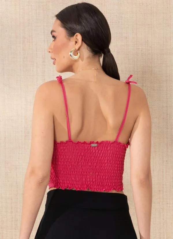 Queima Estoque - Cropped Rosa Transpassado com Franzido 2