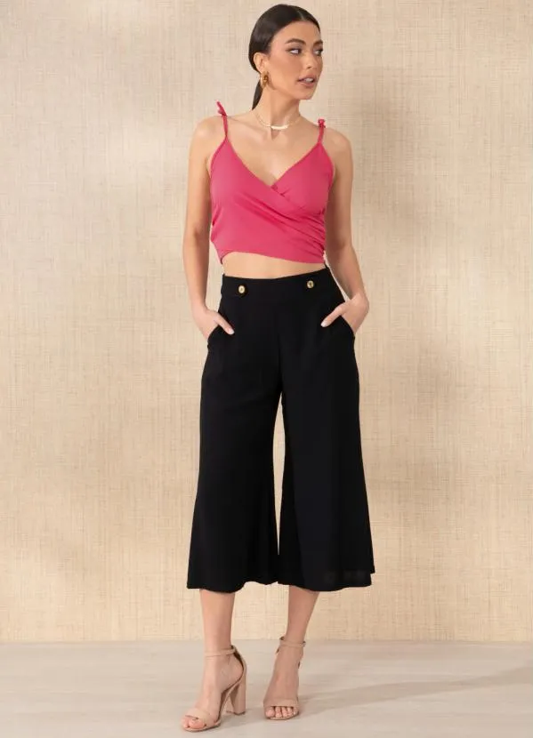 Queima Estoque - Cropped Rosa Transpassado com Franzido 3