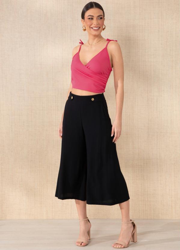 Outlet - Cropped Rosa Transpassado com Franzido 5