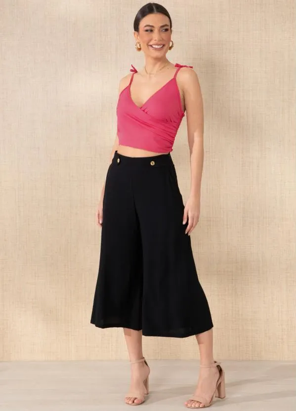 Queima Estoque - Cropped Rosa Transpassado com Franzido 5