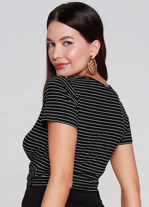 Outlet - Cropped Stripes Denim Lovers Preto - OUTLET