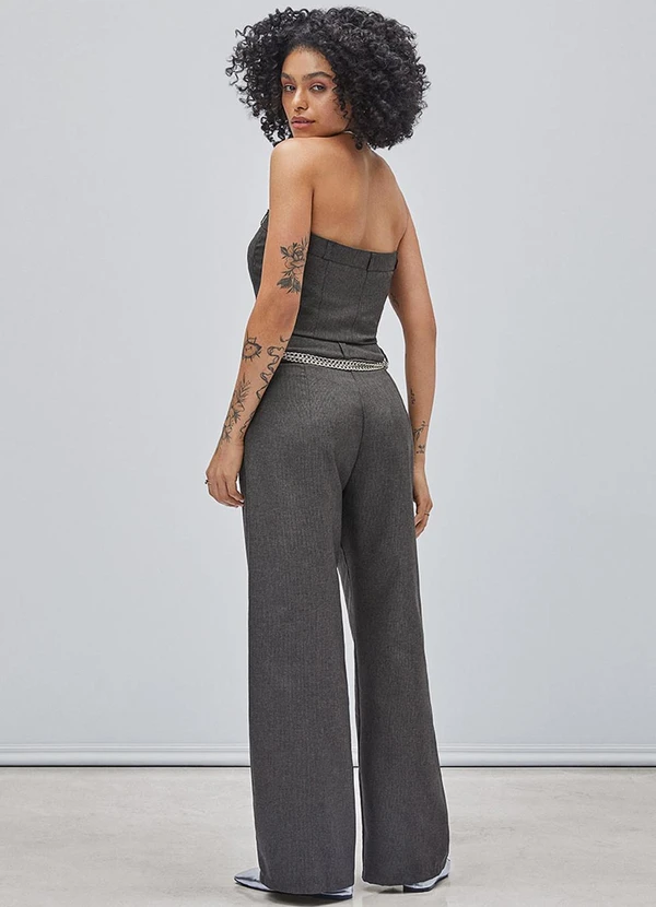 Authoria - Cropped Tecido Xadrez Cinza 4