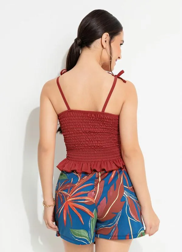 Moda Pop - Cropped Telha com Lastex 2