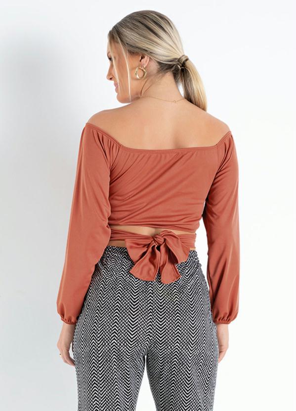 Outlet - Cropped Terracota com Amarração nas Costas 2