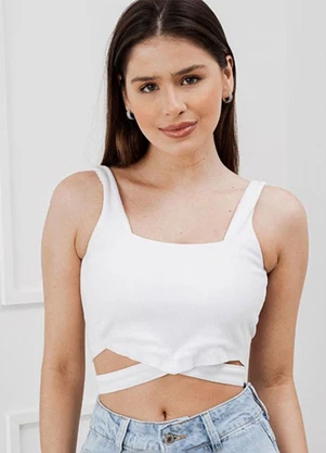 Amo Brand Cropped Transpassado Ribana Branco