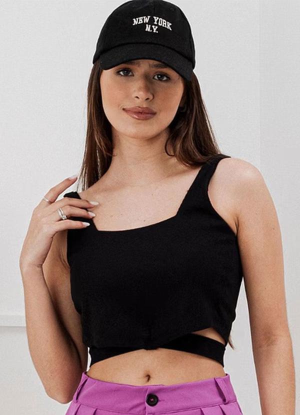 Amo Brand - Cropped Transpassado Ribana Preto