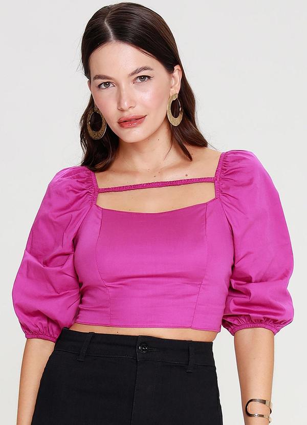Gatabakana - Cropped Tricoline Rosa