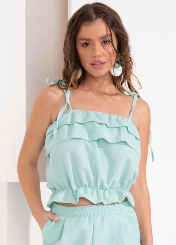 Quintess - Cropped Verde com Alças de Amarrar