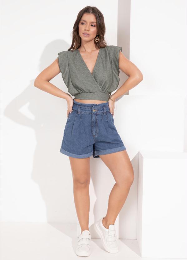 Queima Estoque - Cropped Verde com Amarração nas Costas 5