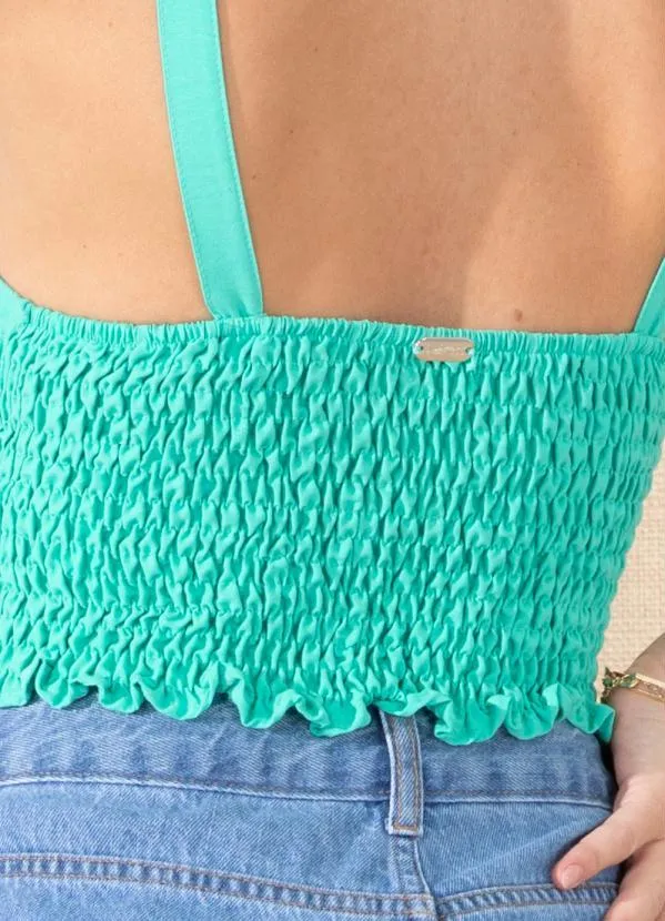 Quintess - Cropped Verde com Amarração 5