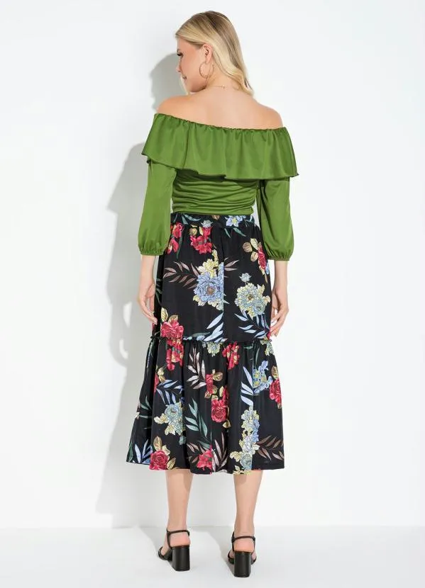 Moda Pop - Cropped Verde com Babado e Franzido 5