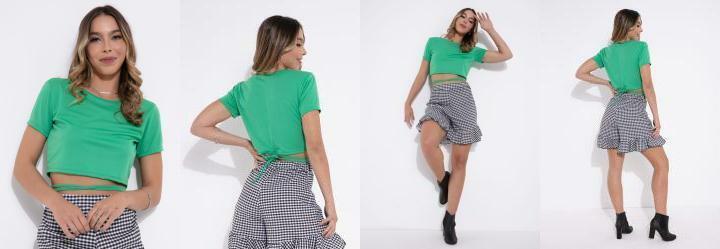 Cropped Verde com Cordel para Amarrar