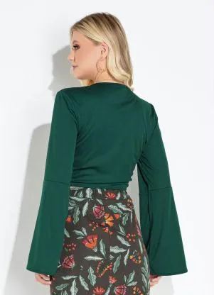 Moda Pop - Cropped VerdeCom Decote em Amarração - MODA POP