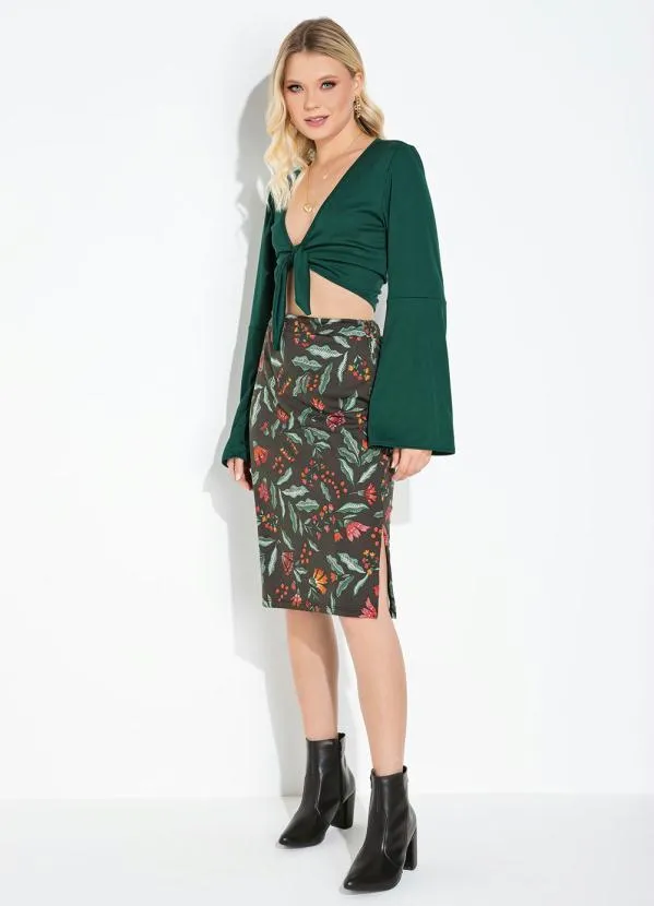 Moda Pop - Cropped VerdeCom Decote em Amarração 4