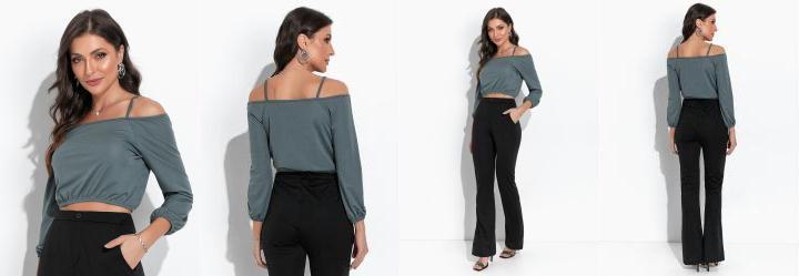 Cropped Verde Eucalipto com Al�as