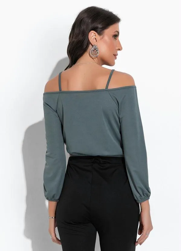 Moda Pop - Cropped Verde Eucalipto com Alças 2