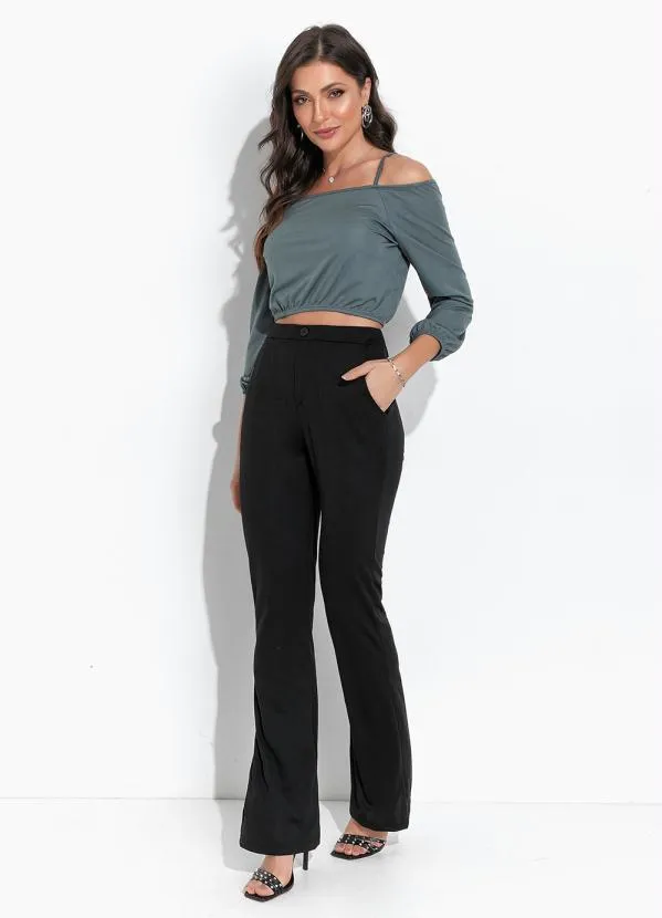 Moda Pop - Cropped Verde Eucalipto com Alças 3