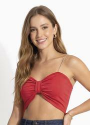 Cropped Vermelho Com Al�a Tran�ada de Courino