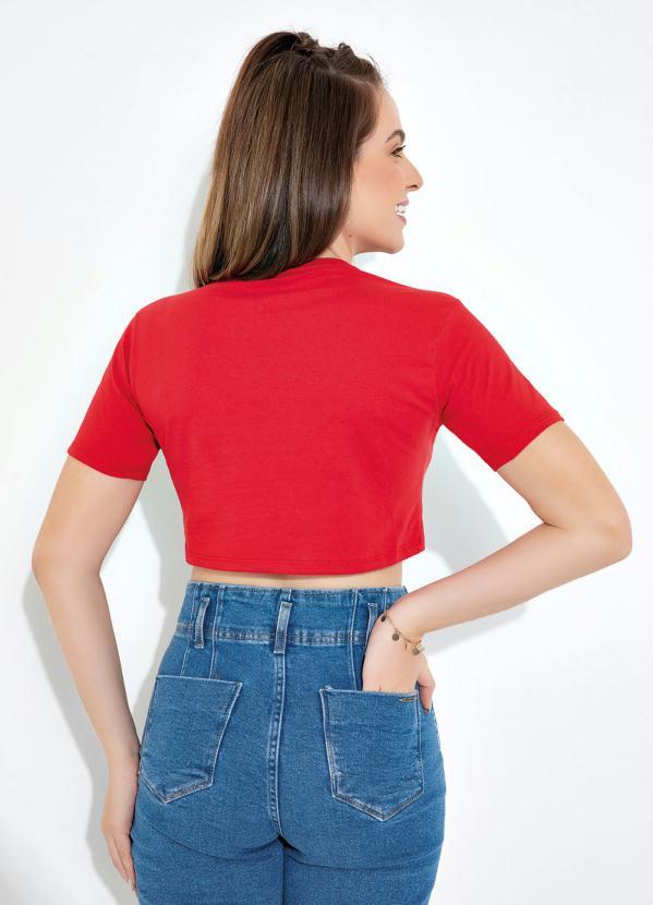 The Simpsons - Cropped Vermelho com Estampa Localizada Simpsons 2