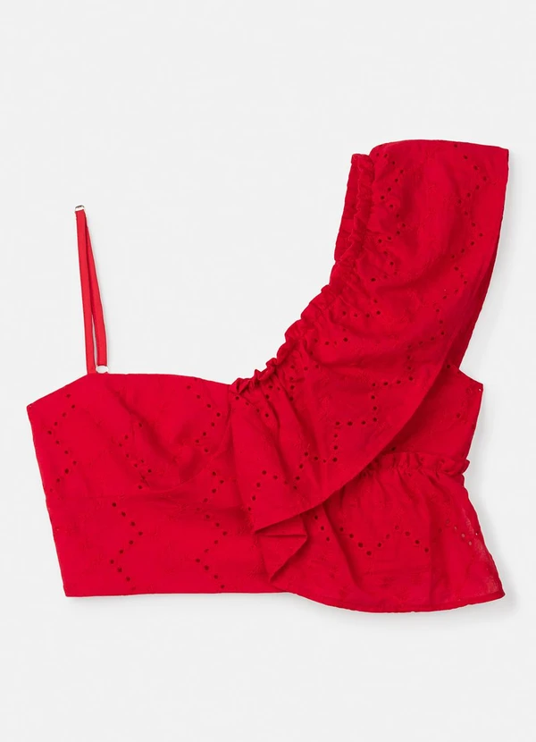 Authoria - Cropped Vermelho de Laise com Babado Vermelho 6