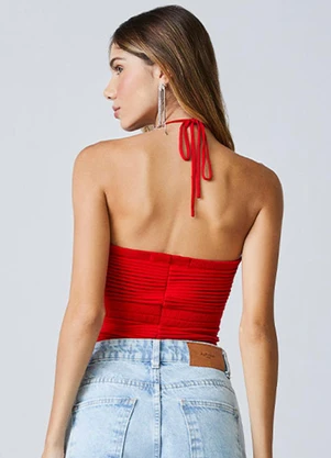 Authoria - Cropped Vermelho de Tricot com Nervuras Vermelho - AUTHORIA