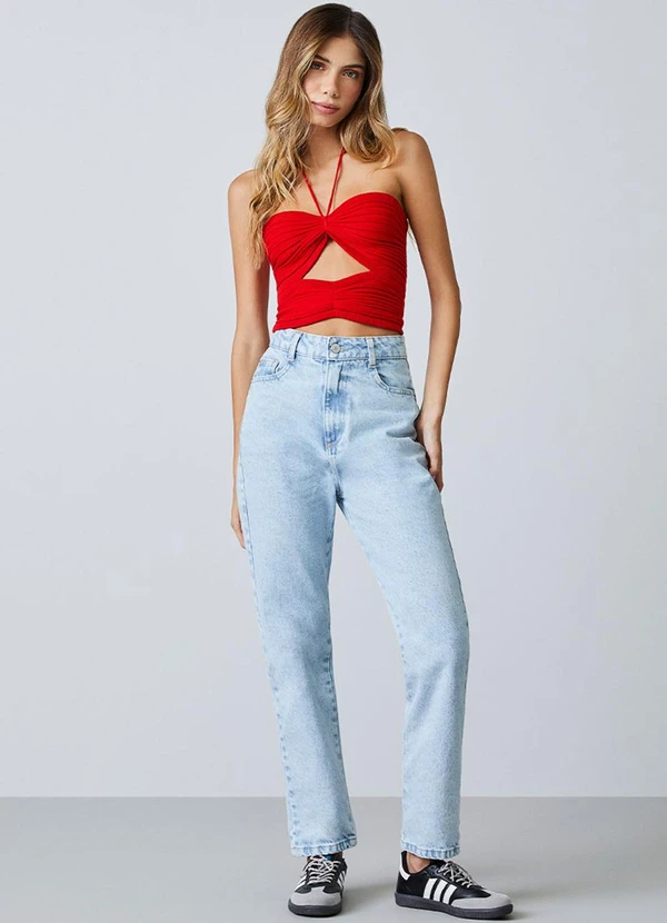 Authoria - Cropped Vermelho de Tricot com Nervuras Vermelho 3