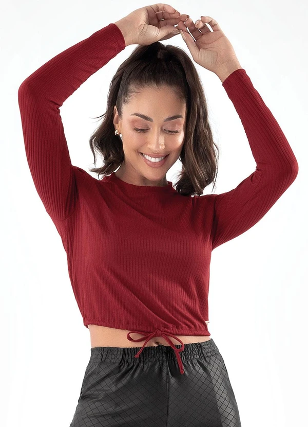 Jancris - Cropped Vermelho em Canelado