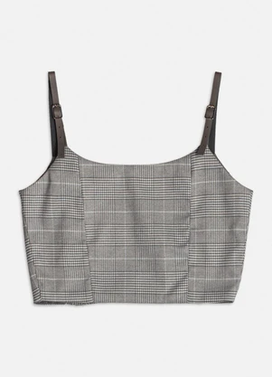 Authoria - Cropped Xadrez Cinza Cinza - AUTHORIA