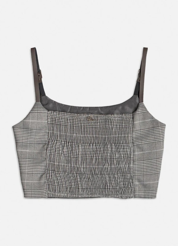 Authoria - Cropped Xadrez Cinza Cinza 2