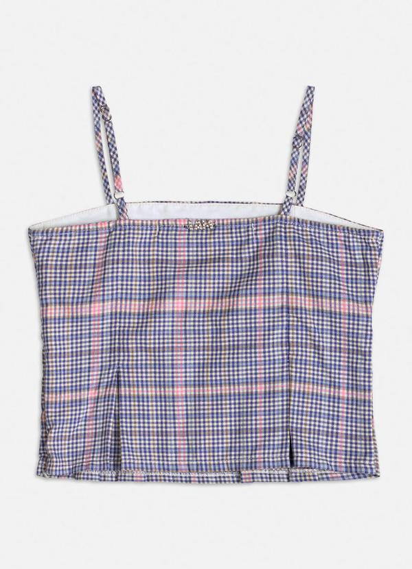 Authoria - Cropped Xadrez com Pregas Azul 2