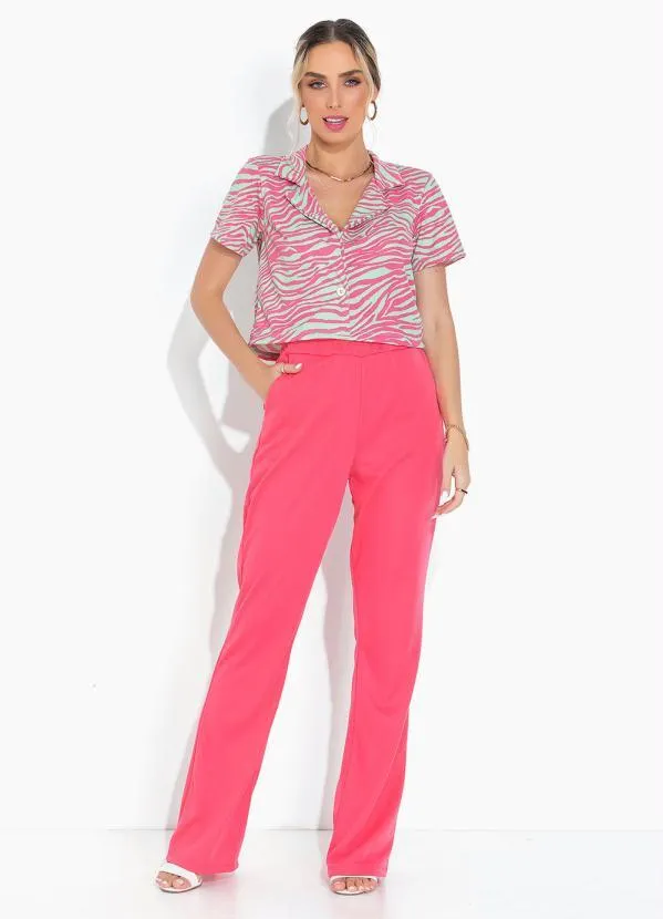 Moda Pop - Cropped Zebra com Gola e Botão Funcional 3