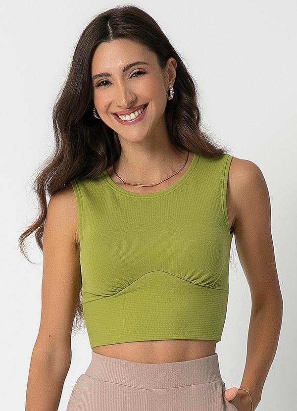 Habana - Regata Canelada Estilo Cropped Verde