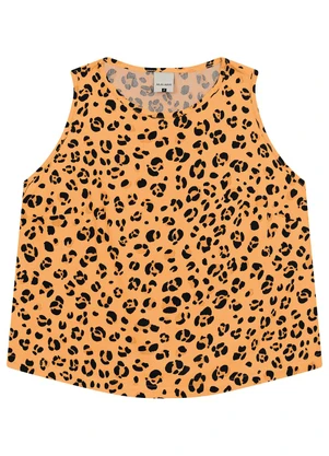 Malwee - Regata Cropped Animal Print em Viscose Ocre - MALWEE