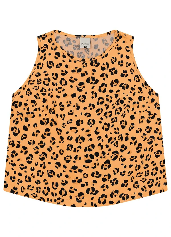 Malwee - Regata Cropped Animal Print em Viscose Ocre 2