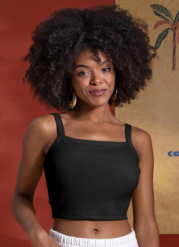 Use Modo - Regata Cropped Decote Quadrado Preto