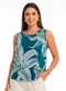 Malwee - Regata Cropped Tropical em Viscose Azul Petróleo - variação: Azul Petróleo