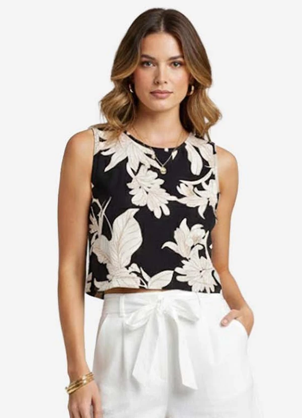 Infinita Cor - Regata Feminina Estampada Preto