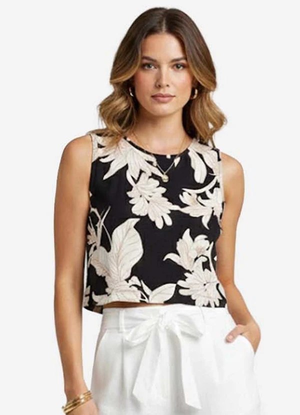Infinita Cor - Regata Feminina Estampada Preto