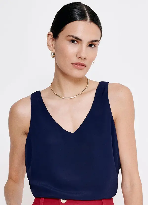 Principessa - Regata Feminina Decote V Marinho Brites