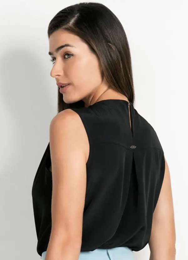 Principessa - Regata Feminina Preta com Decote V Kaône 2