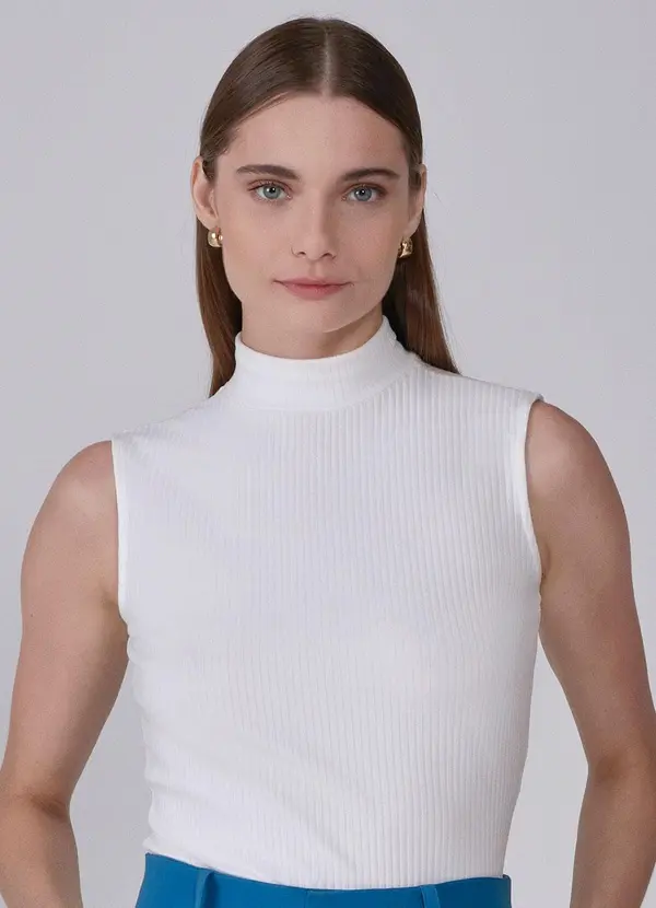 Principessa - Regata Gola Alta Canelada Off White Noelise 5