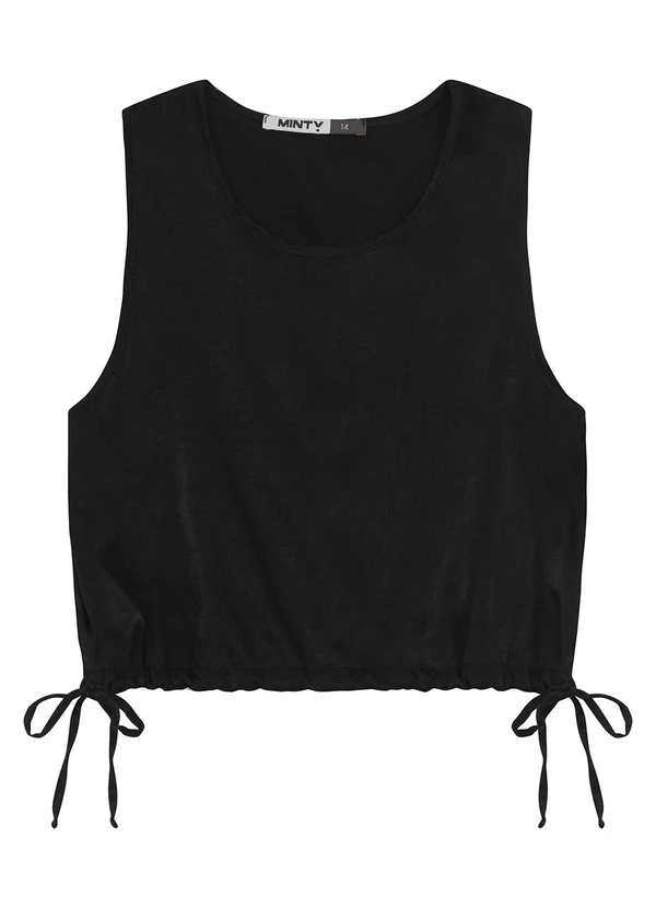 Minty - Regata Juvenil Feminina em Slub Acetinado Preto 3