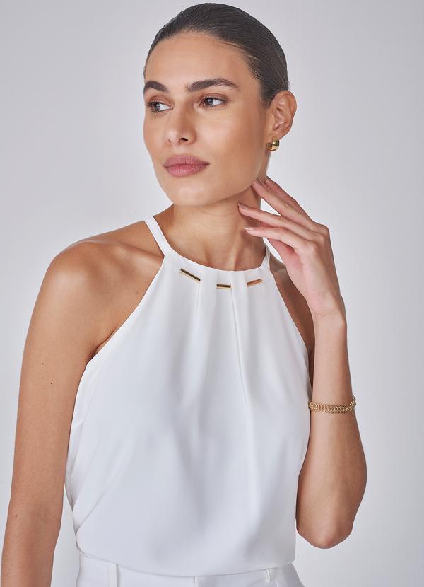 Principessa - Regata Off White com Detalhe na Gola Ivy