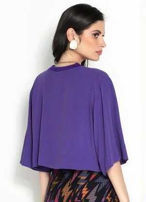 Farm - T-Shirt Ampla de Crepe Roxo - FARM