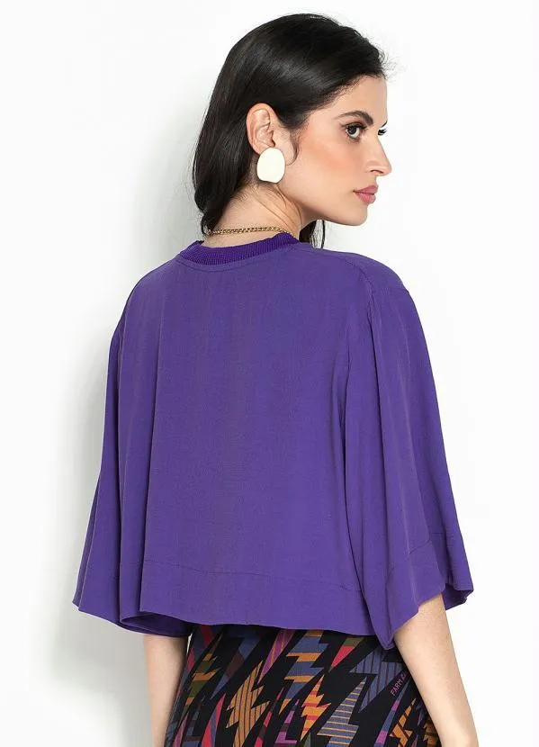 Farm - T-Shirt Ampla de Crepe Roxo 2