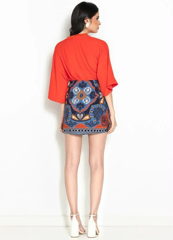 Farm - T-Shirt Básica de Crepe Laranja 4