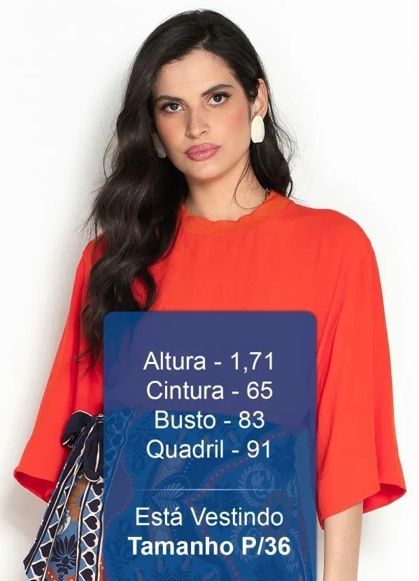 Farm - T-Shirt Básica de Crepe Laranja 5